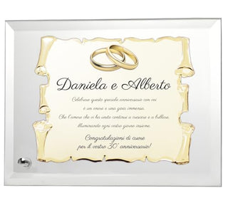 Targa Personalizzata Regalo per Matrimoni, Anniversari, Lauree, Pensionamenti e Riconoscimenti Speciali | Cristallo e Pergamena Dorata