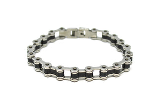 Bracciale Uomo Maglia a Catena della motocicletta Nero e Silver