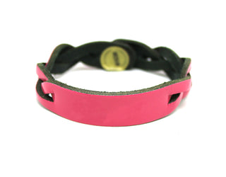 Bracciale Donna in Cuoio Rosa a fascia Extra Large