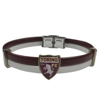 Pulsera Torino en doble granate y símil piel blanca con escudo