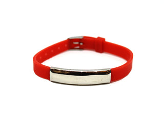 Pulsera de Mujer en Silicona Roja con Placa y Cierre de Hebilla