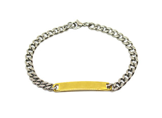 Bracciale Uomo Maglia Gourmette a taglio diamante con Piastrina Oro fine