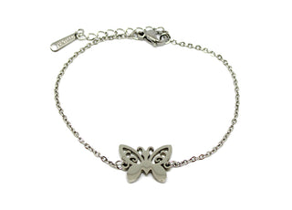 Pulsera de Mujer de Eslabones de Cadena Fina con Mariposa Central