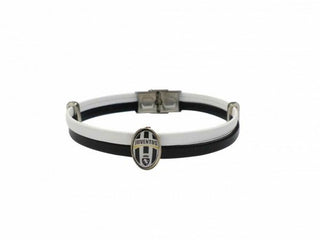 Bracciale Juve in similpelle doppio bianco e nero con stemma centrale