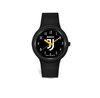 Orologio Juve in silicone nero con lancette gialle grande