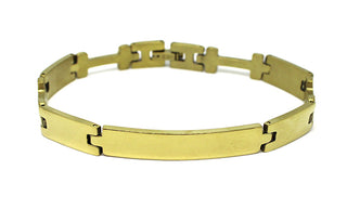 Bracciale Uomo Oro Maglie ad H con Piastrina centrale