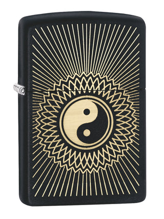 Accendino Zippo Nero con dettagli Gold e Ying e Yang al centro