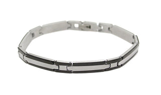 Pulsera de Hombre Eslabones Rectangulares con Bordes Negros