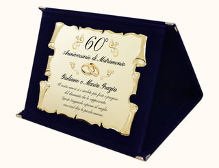 Regalo Anniversario Personalizzato | Targa Anniversario di Matrimonio | Regalo per nozze d'oro, d'argento, rubino, diamante | Cofanetto con Targa a Pergamena
