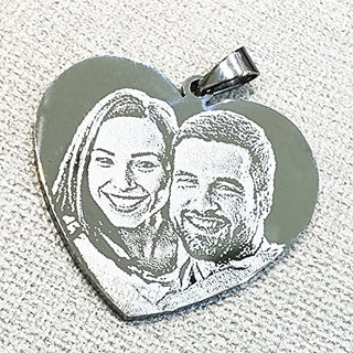 Collar de Corazón con Foto Grabada | Colgante de Acero Personalizado con Fotograbado | Cadena y Medalla | Regalo personalizado de San Valentín