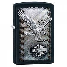 Accendino Zippo Nero Harley Davidson con l'immagine di un'Aquila