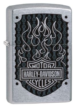 Accendino Zippo Silver Motor Harley  Davidson Cycles Grigio con disegno Nero