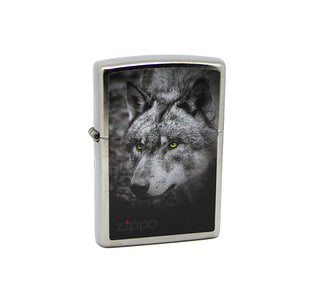 Accendino Zippo Silver Lupo Bianco e Nero