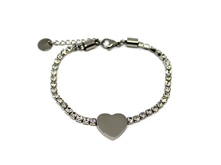 Bracciale Donna Maglia Tennis con Cristalli Bianchi con Cuore centrale