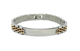 Pulsera de malla Jubilee de oro rosa y plata para hombre con placa