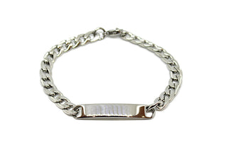 Pulsera para hombre Gourmette de malla con talla de diamante trabajada con placa