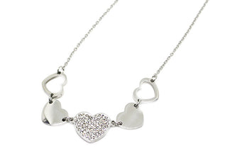 Collar de Mujer de Cadena con Corazones y Cristales Blancos