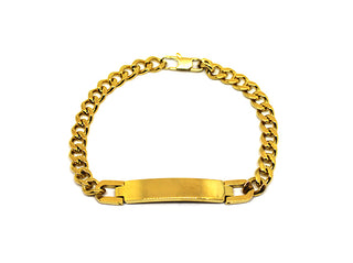 Bracciale Donna Oro Maglia Gourmette taglio diamante con Piastrina e Giunti a U