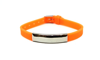 Pulsera de Mujer en Silicona Naranja con Placa y Cierre de Hebilla