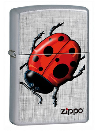 Encendedor Zippo Plata con Mariquita Roja y Logo