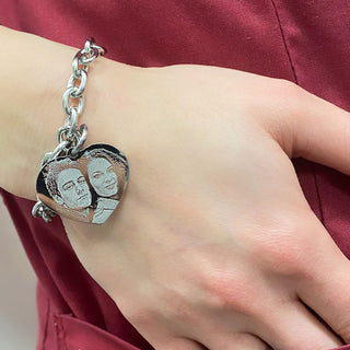 OTXIXTO Bracciale Fotografico Personalizzato Bracciale in Pelle in Acciaio Inossidabile Immagine Personalizzata Ciondoli a Forma di Cuore/Rotondo Regali per Donna Uomo(A: 1 Ciondolo a Forma di Cuore OTXIXTO Bracciale Fotografico Personalizzato Bracciale in Pelle in Acciaio Inossidabile Immagine Personalizzata Ciondoli a Forma di Cuore/Rotondo Regali per Donna Uomo(A: 1 Ciondolo a Forma di Cuore