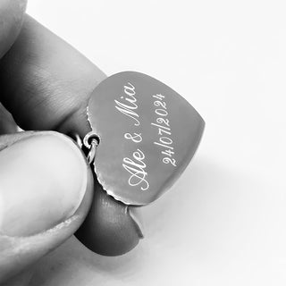 Braccialetto Donna a cuore con Incisione Personalizzata | Bracciale in Acciaio inossidabile personalizzabile | Bijoux a catena e pendente