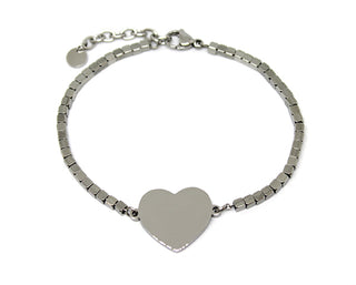 Bracciale Donna Maglia Quadrata con Cuore centrale