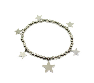 Pulsera de mujer de malla de lunares con banda elástica y dijes de estrellas