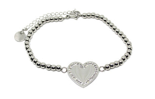 Bracciale Donna Maglia a Pallini con Cuore centrale e Cristalli