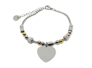 Bracciale Donna Maglia Tonda con Cuore, Cristalli e pallini