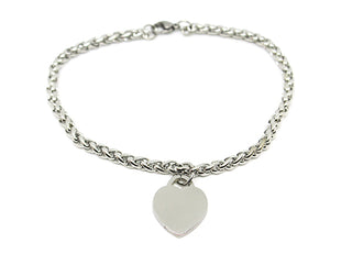 Bracciale Donna Maglia Tonda a V e Ciondolo a Cuore