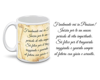 Tazza regalo per Pensione | Regalo di Pensione | Idea regalo per Pensionato e Pensionata | Tazza Pensione in Ceramica