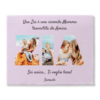 Cuadro personalizado con fotografías para la tía | Lienzo con Tía Escribiendo con Foto para Personalizar | Idea de regalo para el cumpleaños de la tía y otras ocasiones | Impresión personalizada en lienzo de algodón.