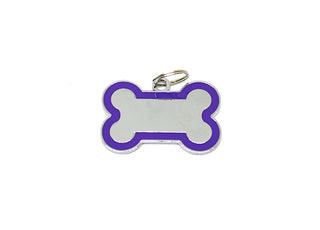 Hueso de perro grande de metal con borde morado