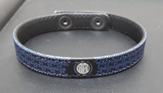 Pulsera Inter de polipiel negra con escritura azul