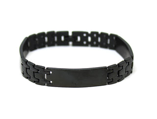 Pulsera de hombre de eslabones dentados negros con placas