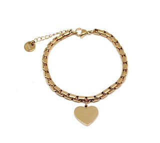 Bracciale Donna Maglia Tonda spessa con Ciondolo Cuore Rose Gold