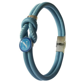 Bracciale Napoli in similpelle azzurro con nodo e stemma