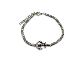 Pulsera de Hombre de Malla de Puntos con Ancla Central