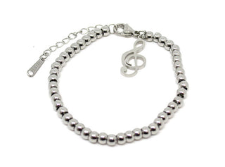 Bracciale Donna Maglia a Pallini con Charm Chiave di Violino