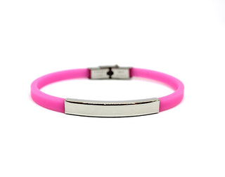 Pulsera de Mujer en Silicona Rosa con Placa