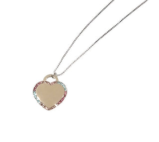 Collana Donna Maglia Tonda con Ciondolo a forma di Cuore ByClay con Cristalli Multicolore