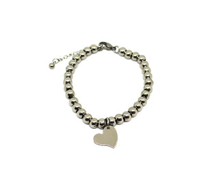 Pulsera de malla de lunares para mujer con dije de corazón pequeño