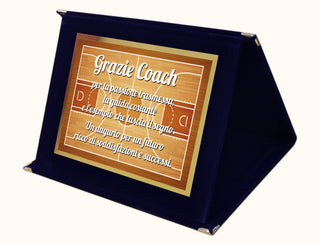 Targa Ringraziamento Coach Basket | Targa "Grazie Coach" su Cofanetto in Velluto | Idea Regalo Allenatore Pallacanestro | Targa Fine Stagione Squadra Basket 20x15 cm