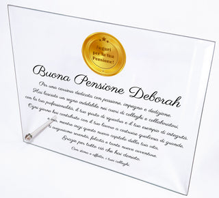 Placa de cristal de pensión personalizada | Regalo para pensionistas