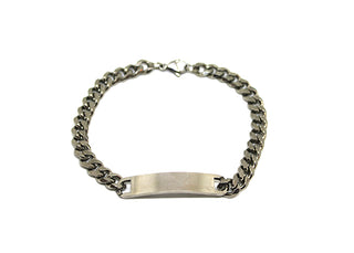 Pulsera de hombre Gourmette de malla con corte de diamante y placa central