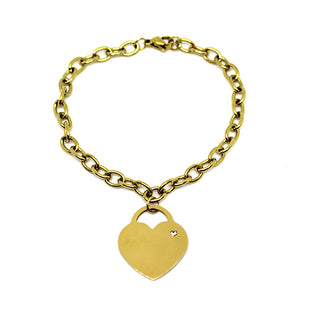 Bracciale Donna Gold Maglia a Catena con Cuore ByClay e Cristallo