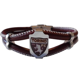 Pulsera Torino en símil piel granate con escudo