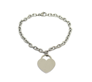 Pulsera de eslabones de cadena para mujer con dije de corazón