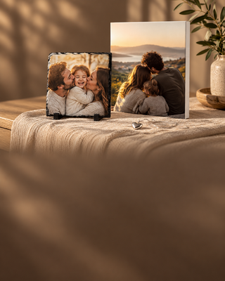 Banner mobile Byclay con pietra e tela fotografiche centrate